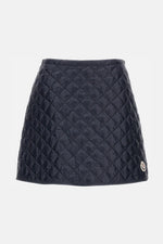 Dark Blue Quilted Mini Skirt 1