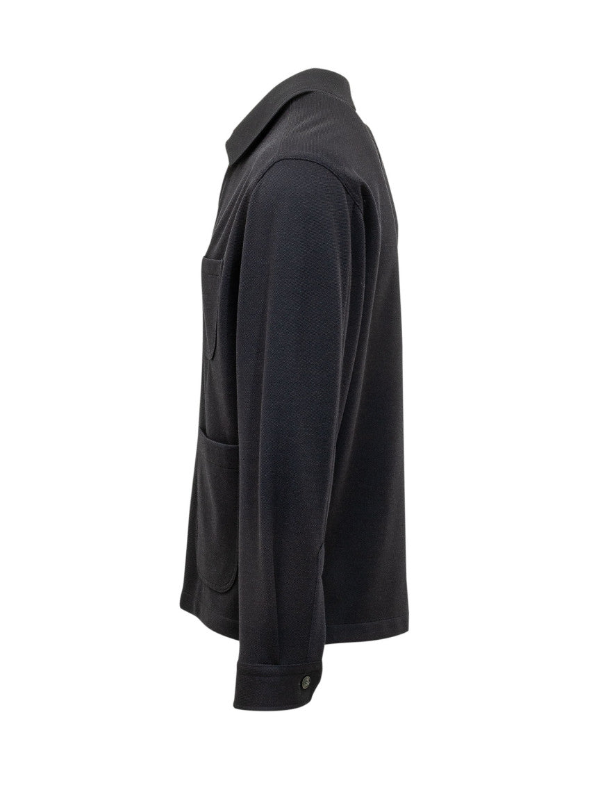 Dark Blue Textured Shirt Jacket 3