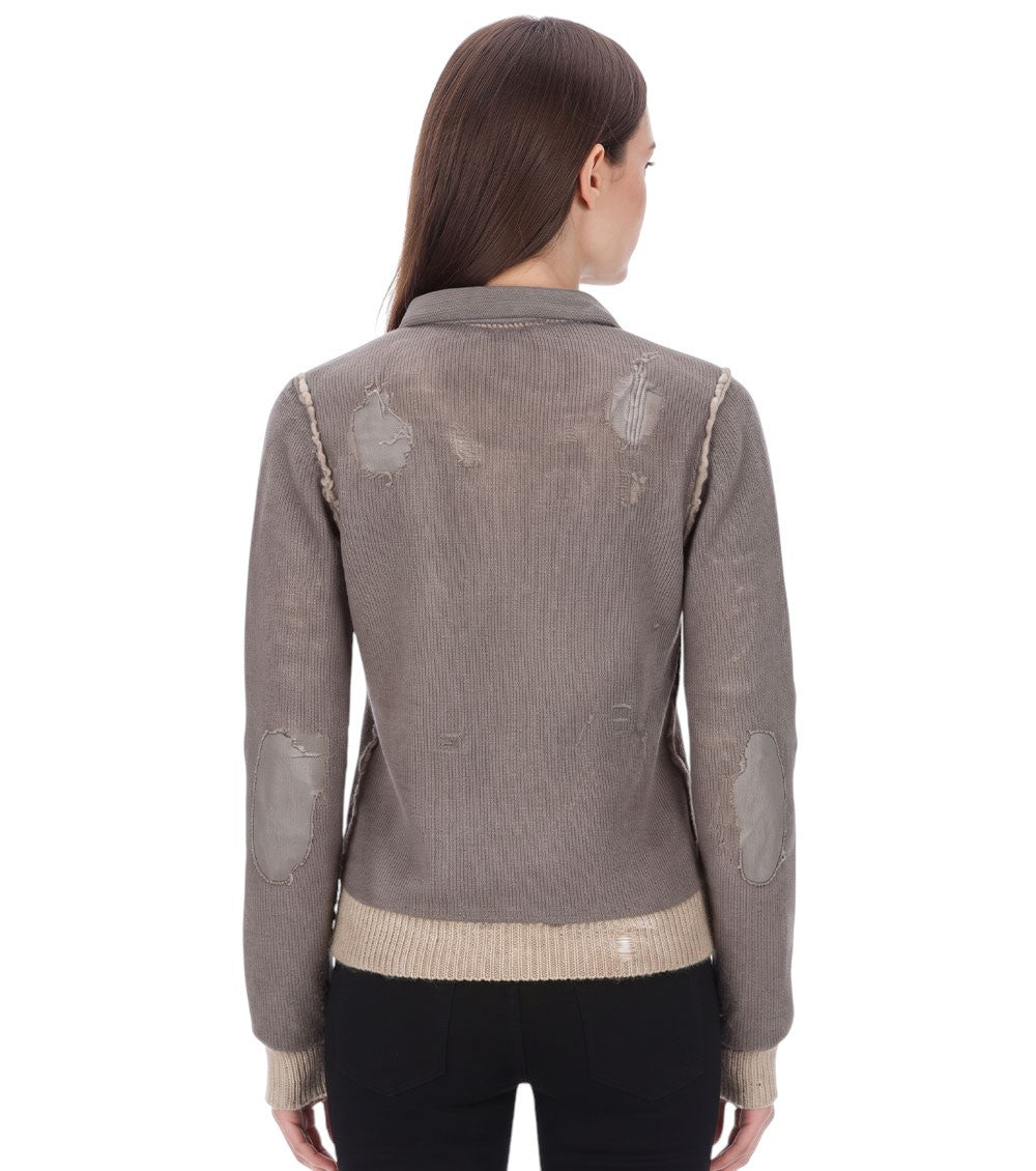 Grey Distressed Crew Neck Sweater 2