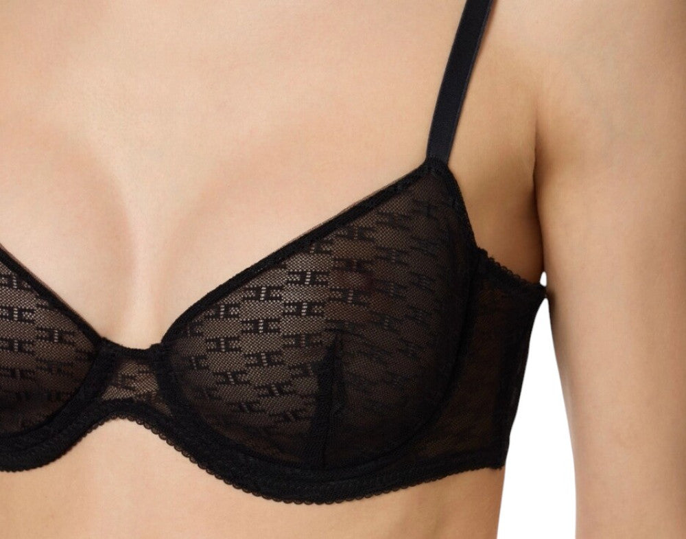 Black Textured Bikini Top Swimwear 3
