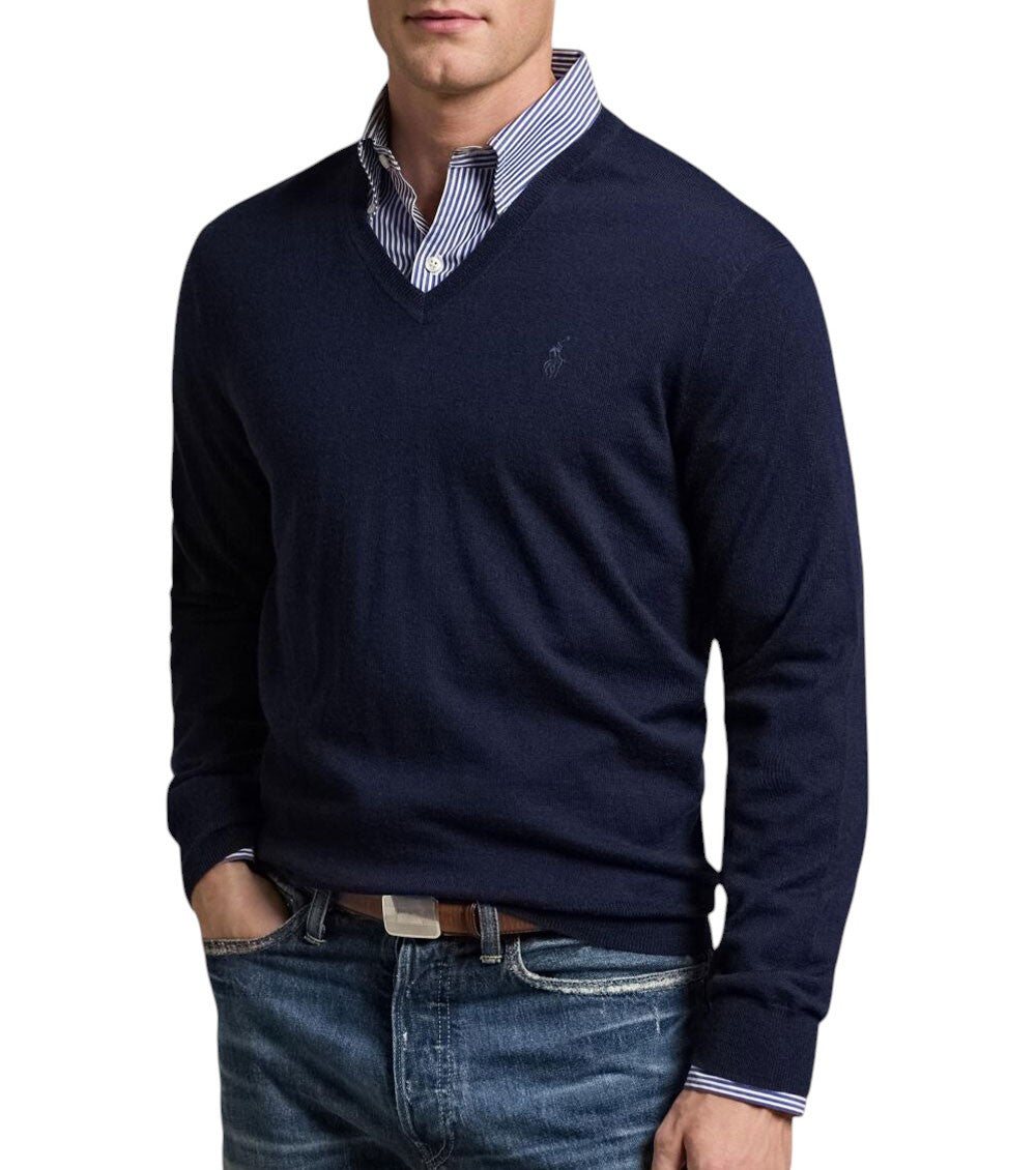 Navy Blue V Neck Sweater 2