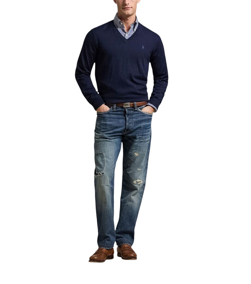 Navy Blue V Neck Sweater 4