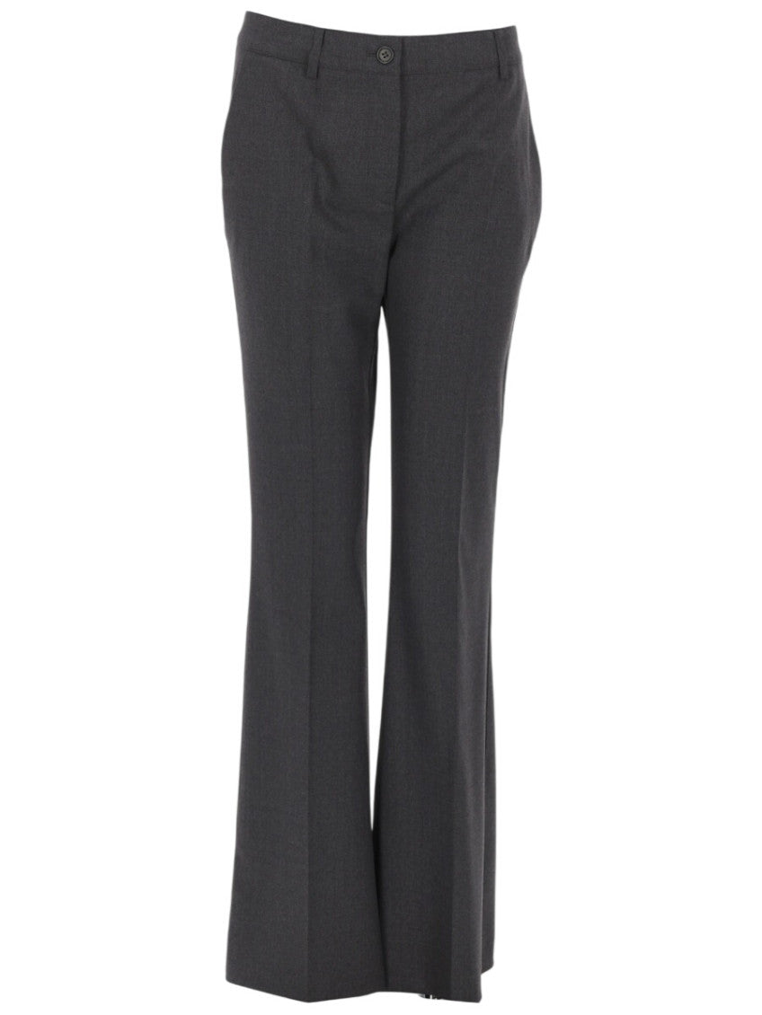 Dark Grey Tailored Flat Front Pants 1