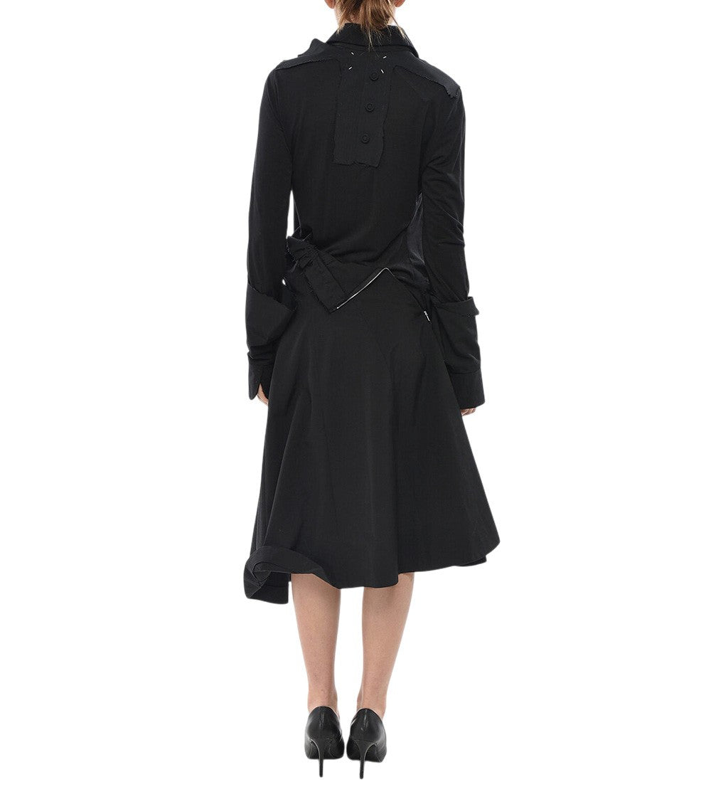 Black Shirt Collar Midi Dress 2