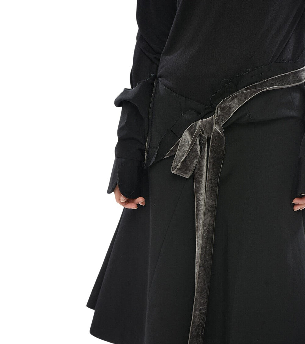 Black Shirt Collar Midi Dress 3