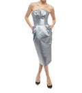 Silver Strapless Midi Dress 1