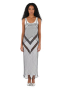 Grey Geometric Scoop Neck Maxi Dress 1