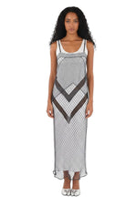 Grey Geometric Scoop Neck Maxi Dress 1