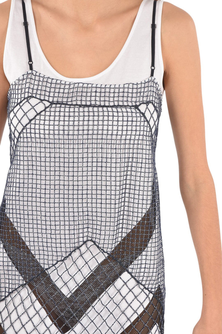 Grey Geometric Scoop Neck Maxi Dress 3