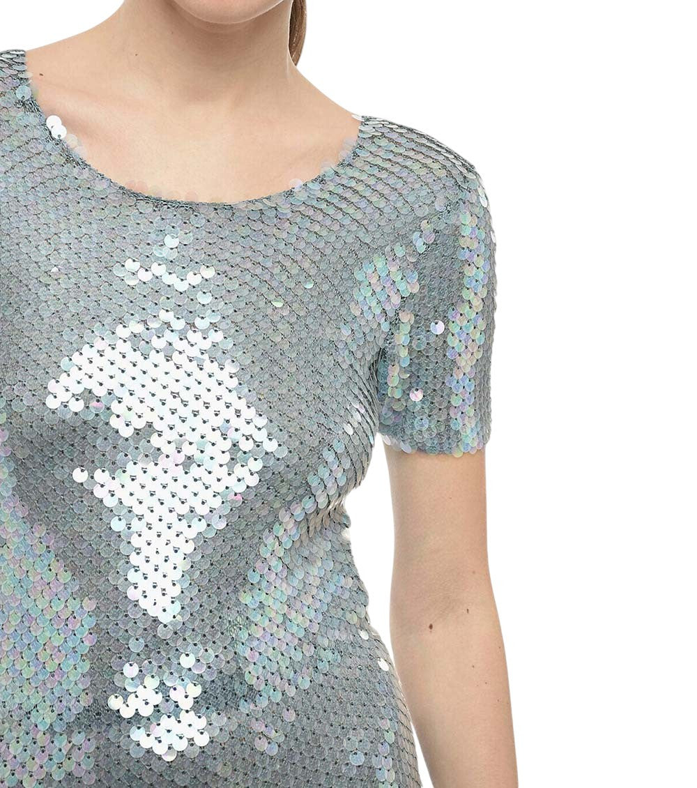 Silver Embellished Round Neck Maxi Dress 3
