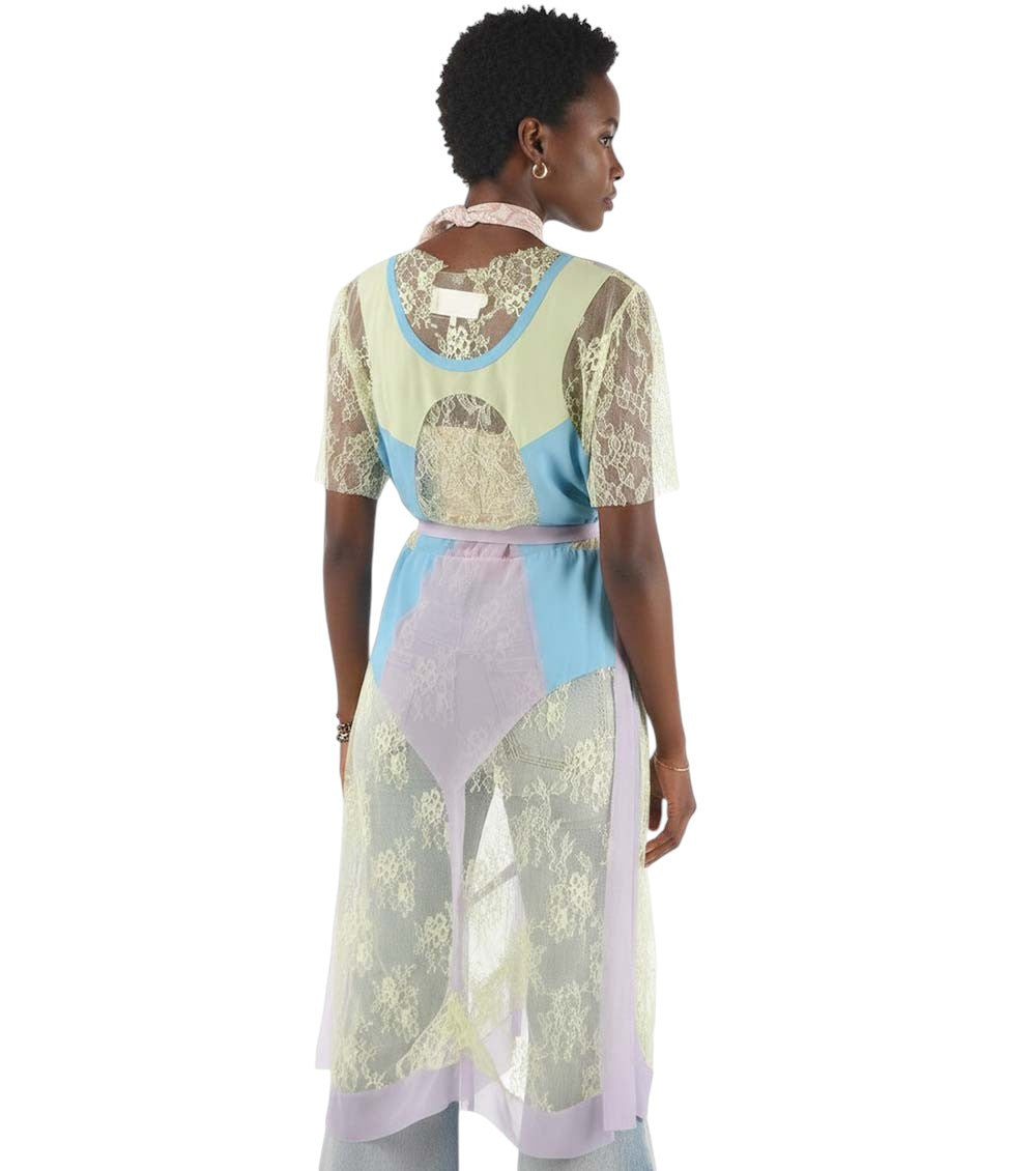 Multicolor Lace Round Neck Midi Dress 2