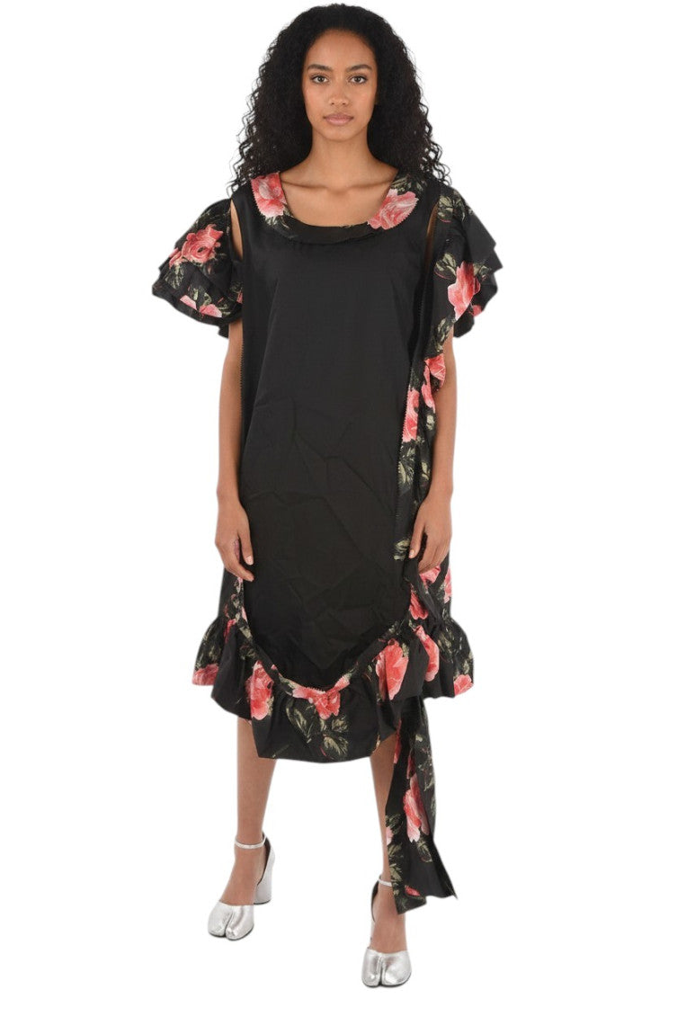 Black Floral Scoop Neck Dress 1