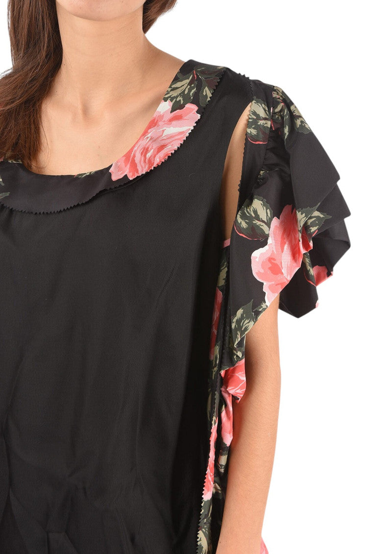 Black Floral Scoop Neck Dress 3