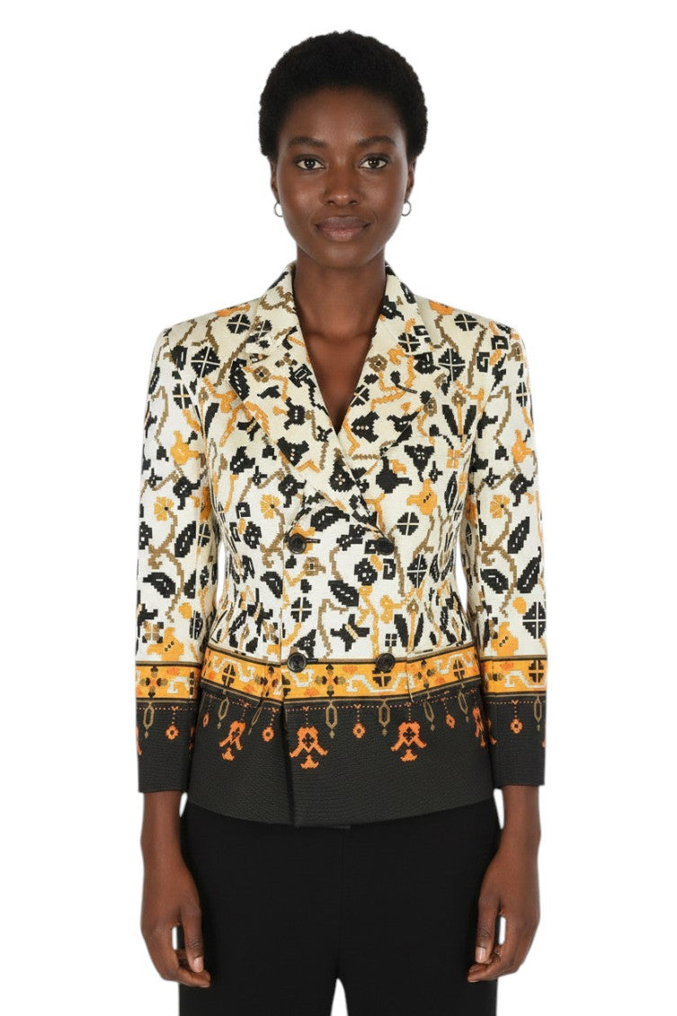 Multicolor Floral Notched Lapel Jacket 1