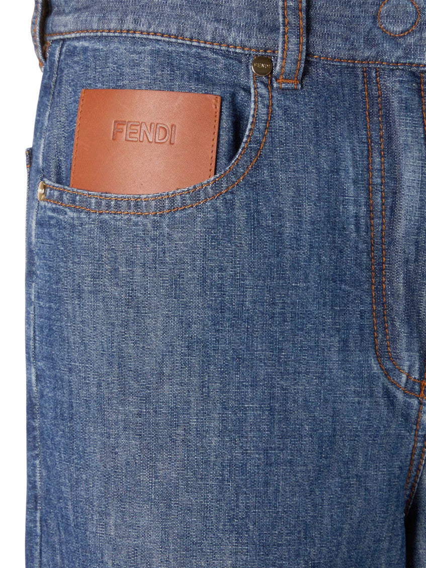 Blue Flared Flat Front Pants 4