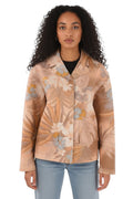 Pink Floral Notched Lapel Jacket 1