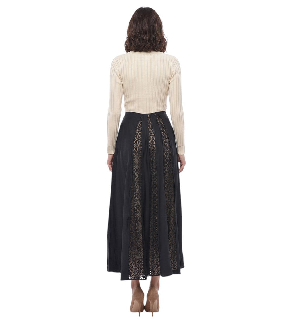 Black Lace Calf Length Skirt 2