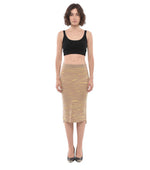 Yellow Animal Print Calf Length Skirt 1