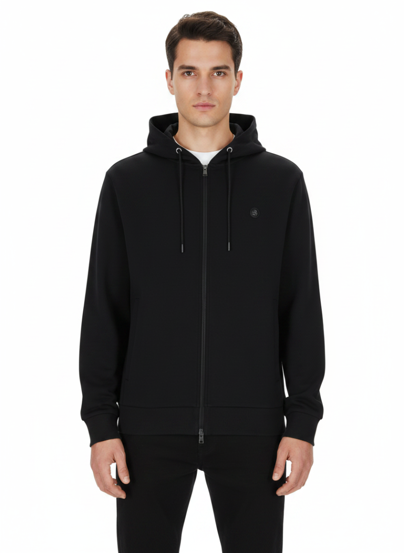Black Zip Up Logo Hoodie 1