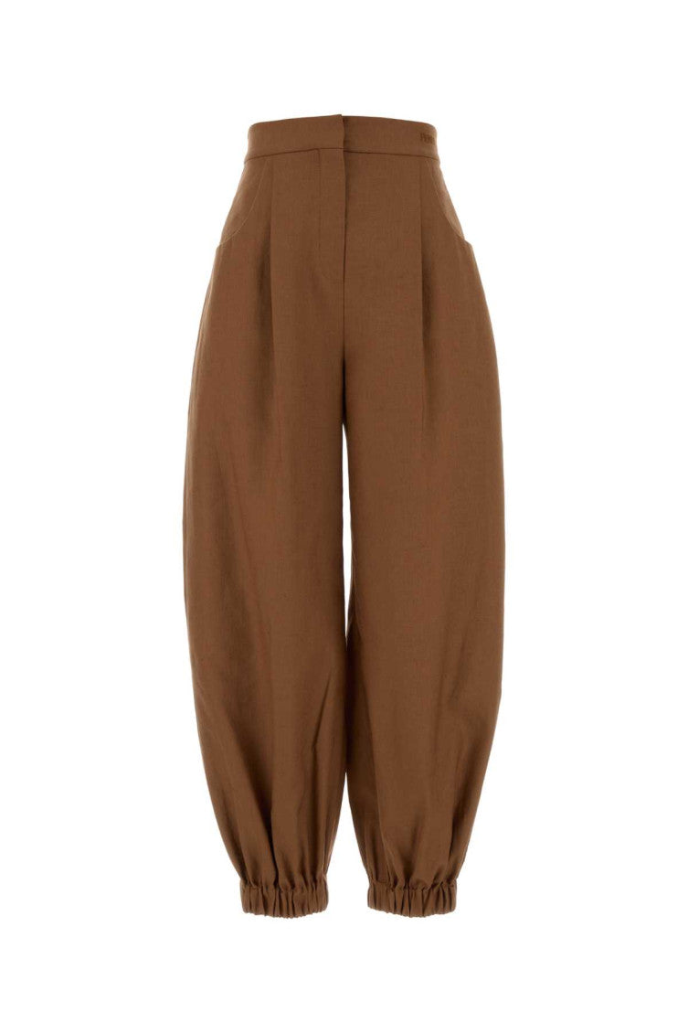 Brown Loose Pleated Pants 1