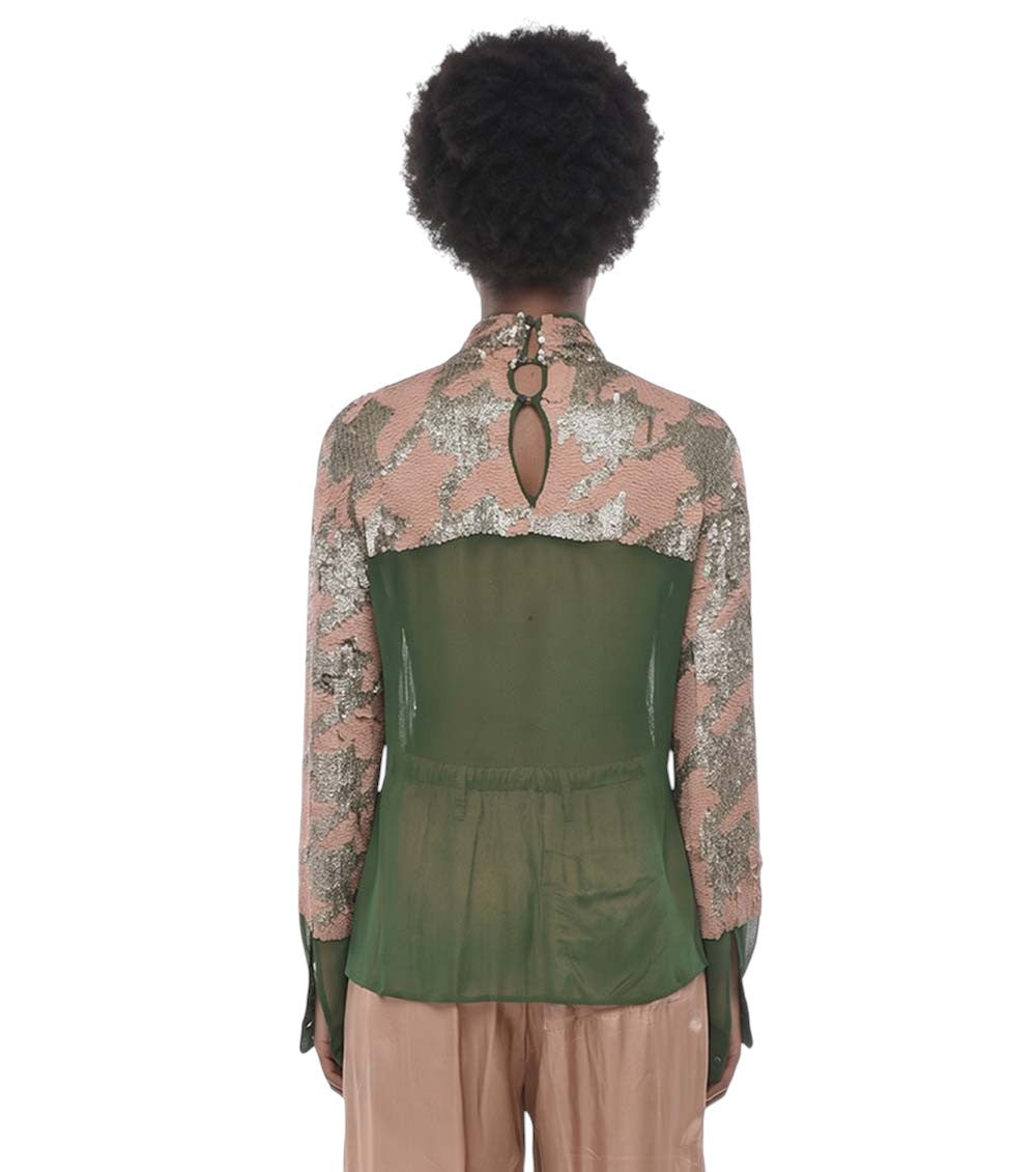 Multicolor Camo Mock Collar Top 2
