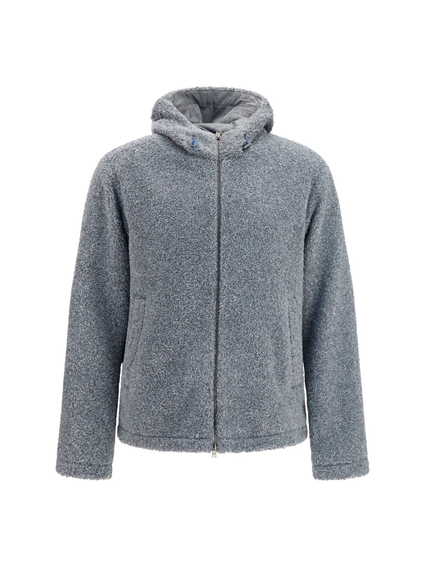 Grey Textured Hood Jacket 1