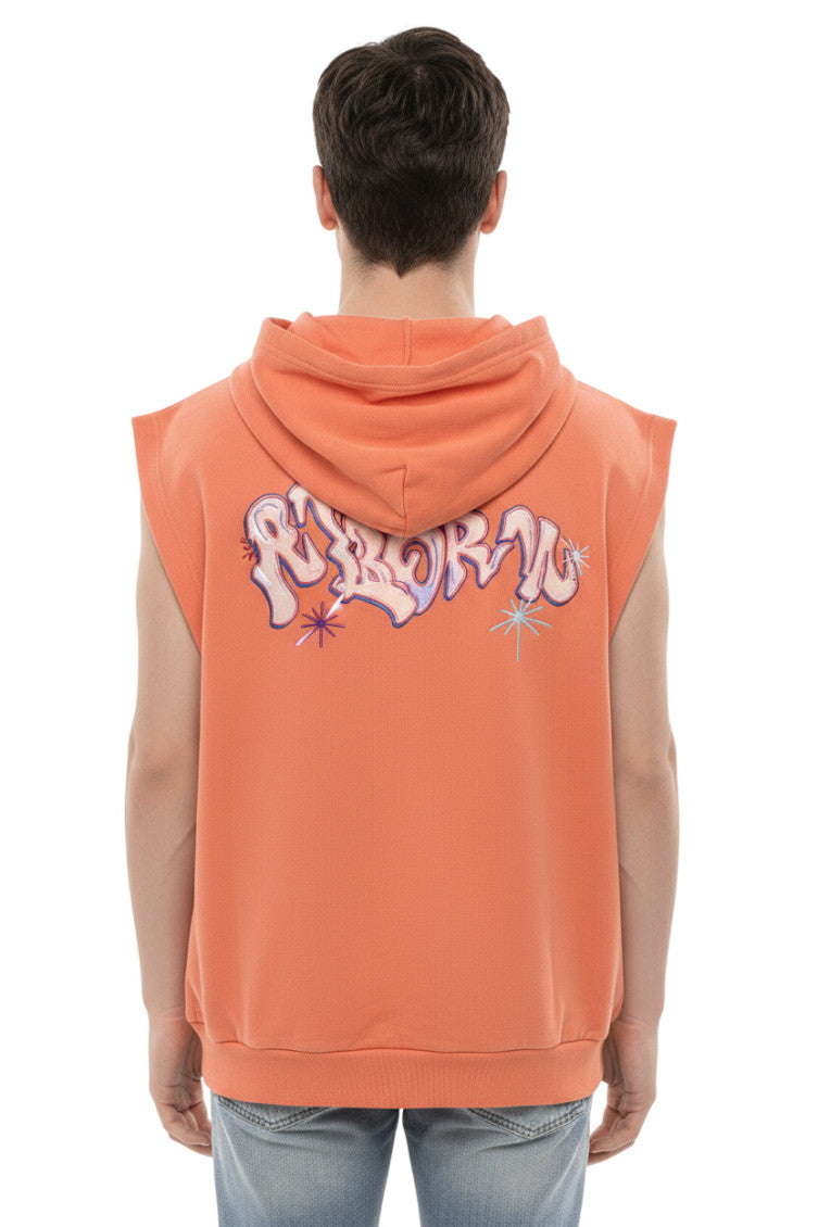 Orange Sleeveless Hoodie 2