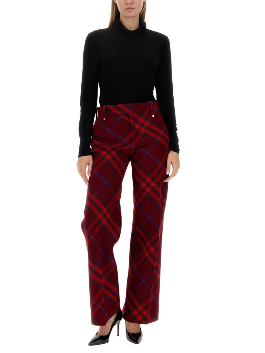 Red Regular Flat Front Pants 3