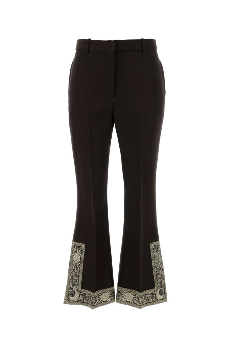 Dark Brown Flared Flat Front Pant 1