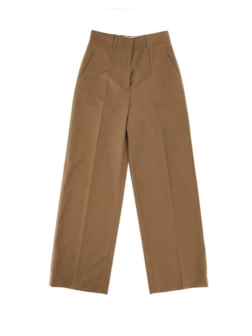 Beige Straight Flat Front Pants 1