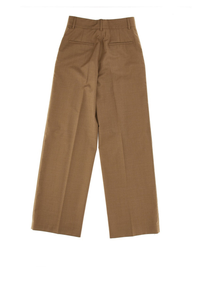 Beige Straight Flat Front Pants 2