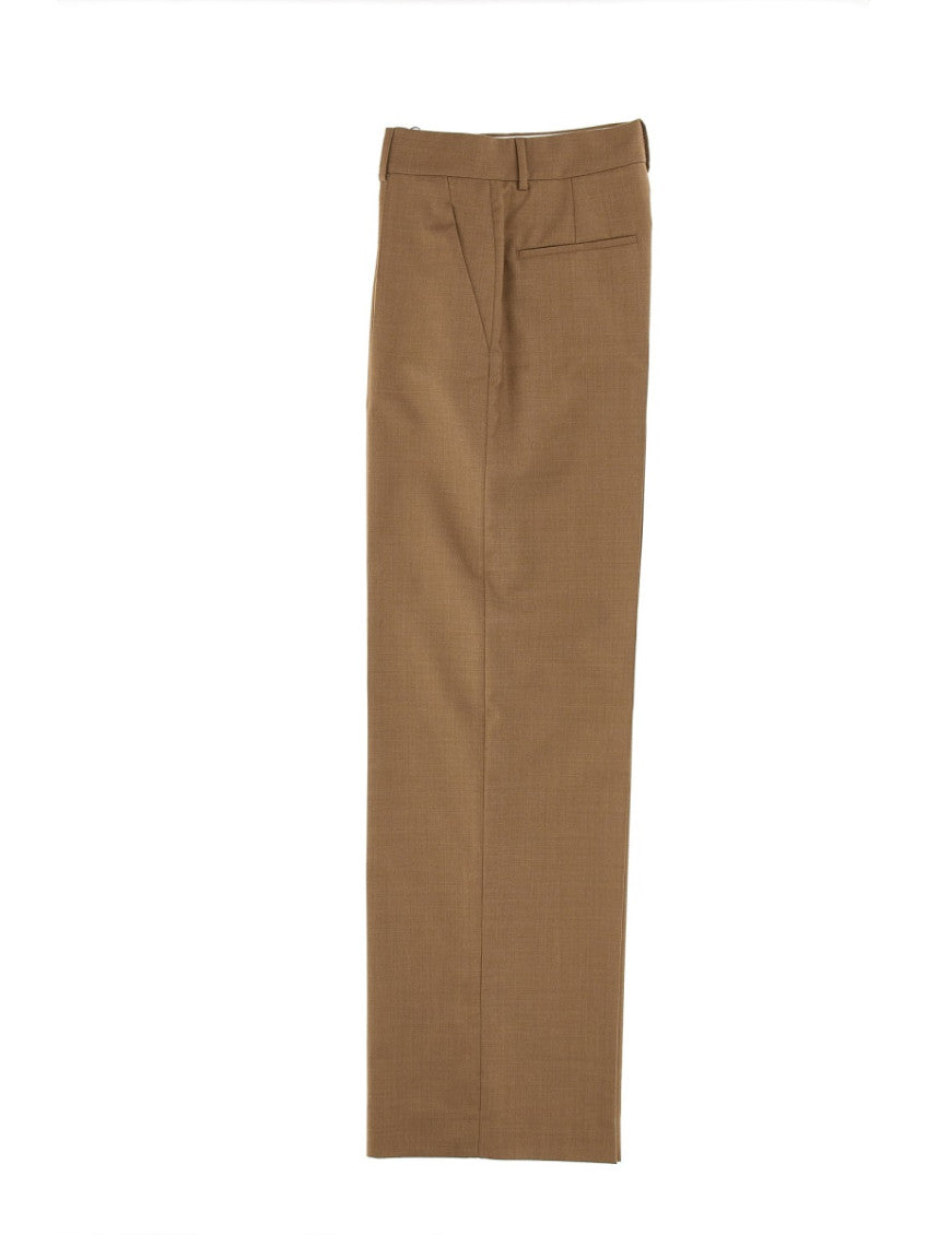 Beige Straight Flat Front Pants 3