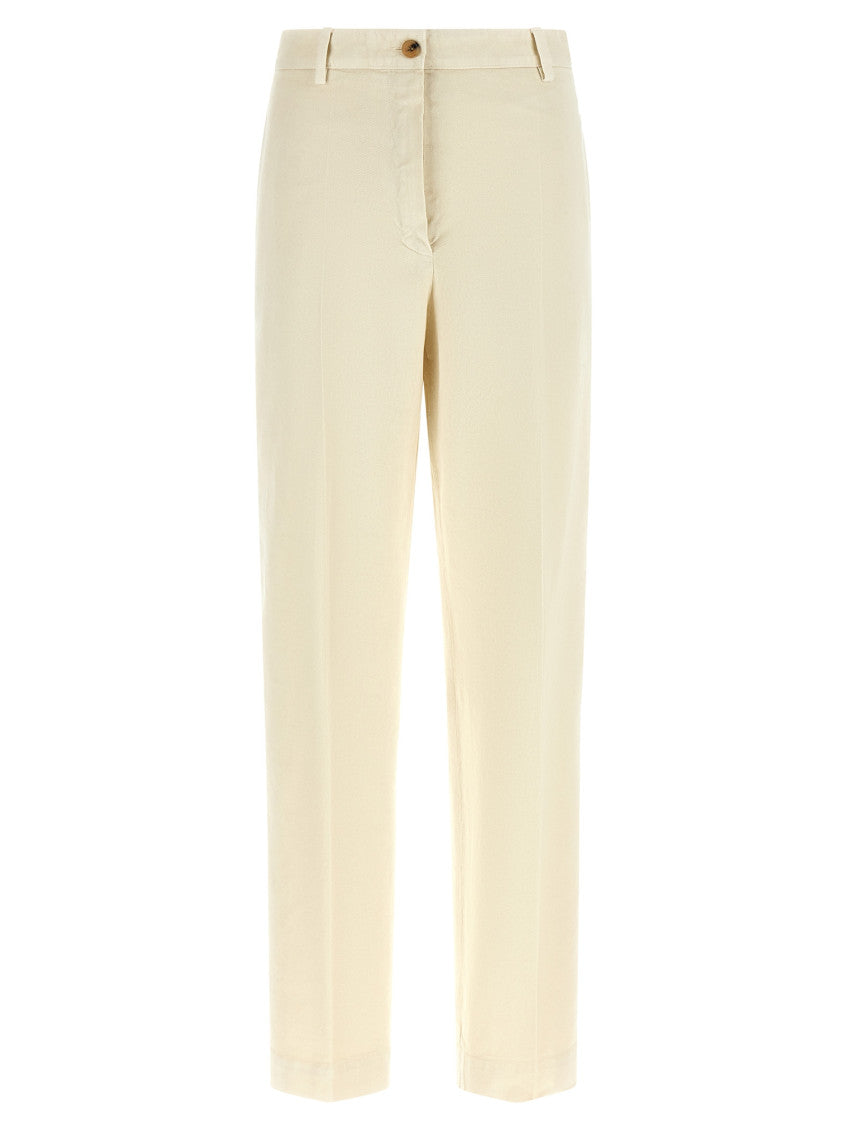 Beige Tapered Flat Front Pant 1