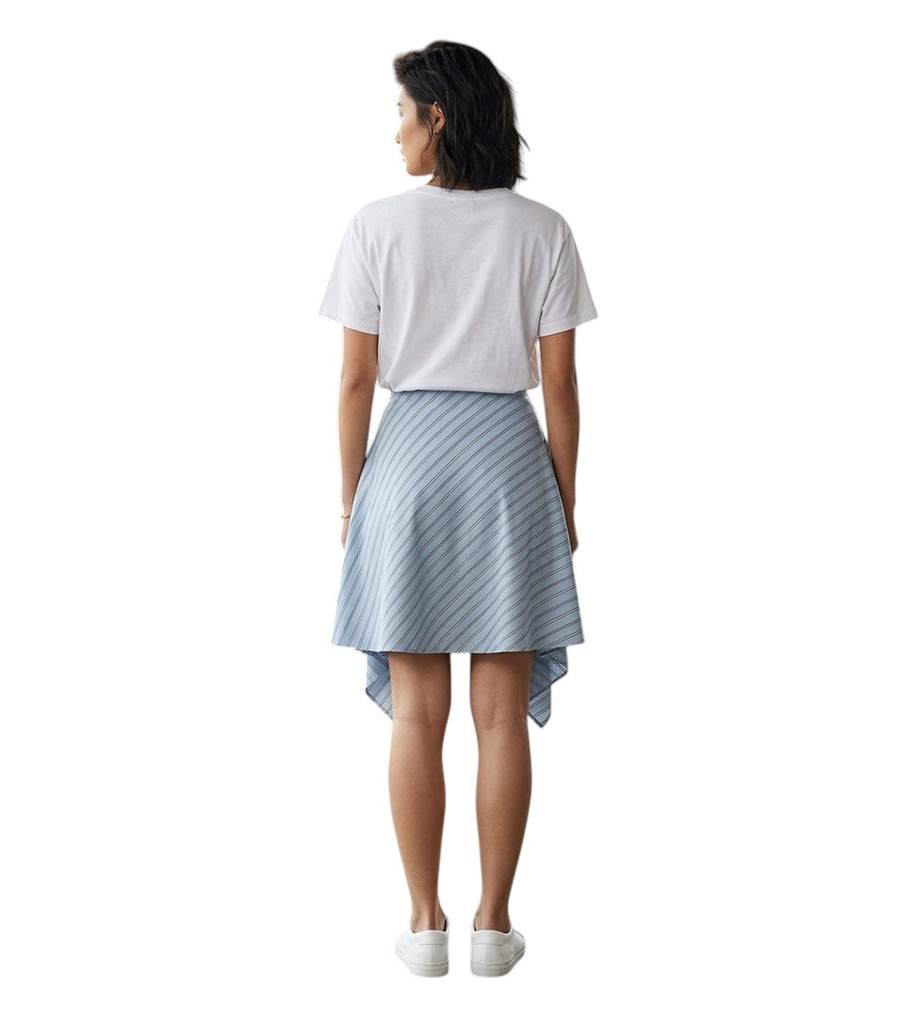 Light Blue Stripes Knee Length Skirt 2