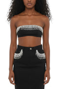 Black Embellished Strapless Top 1