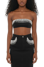 Black Embellished Strapless Top 1