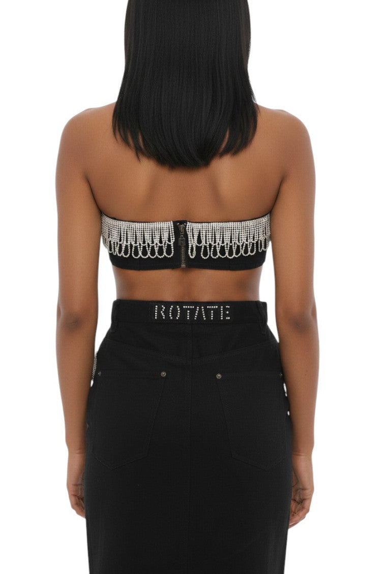 Black Embellished Strapless Top 2