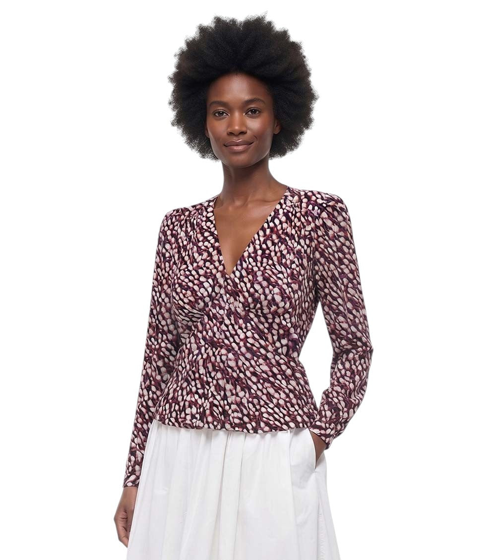 Red Printed V Neck Top 1