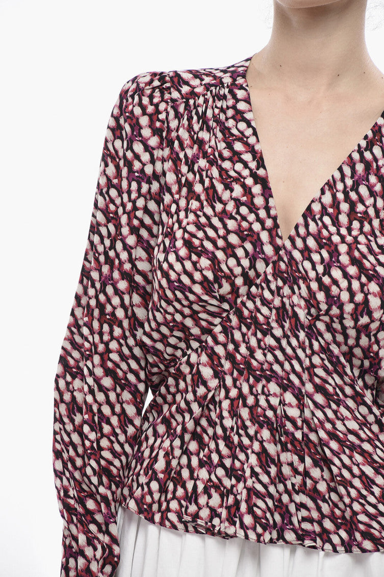 Red Printed V Neck Top 3