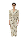 Off White Floral V Neck Midi Dress 1
