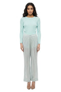Green Straight Pleated Pants 1