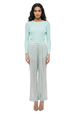 Green Straight Pleated Pants 1