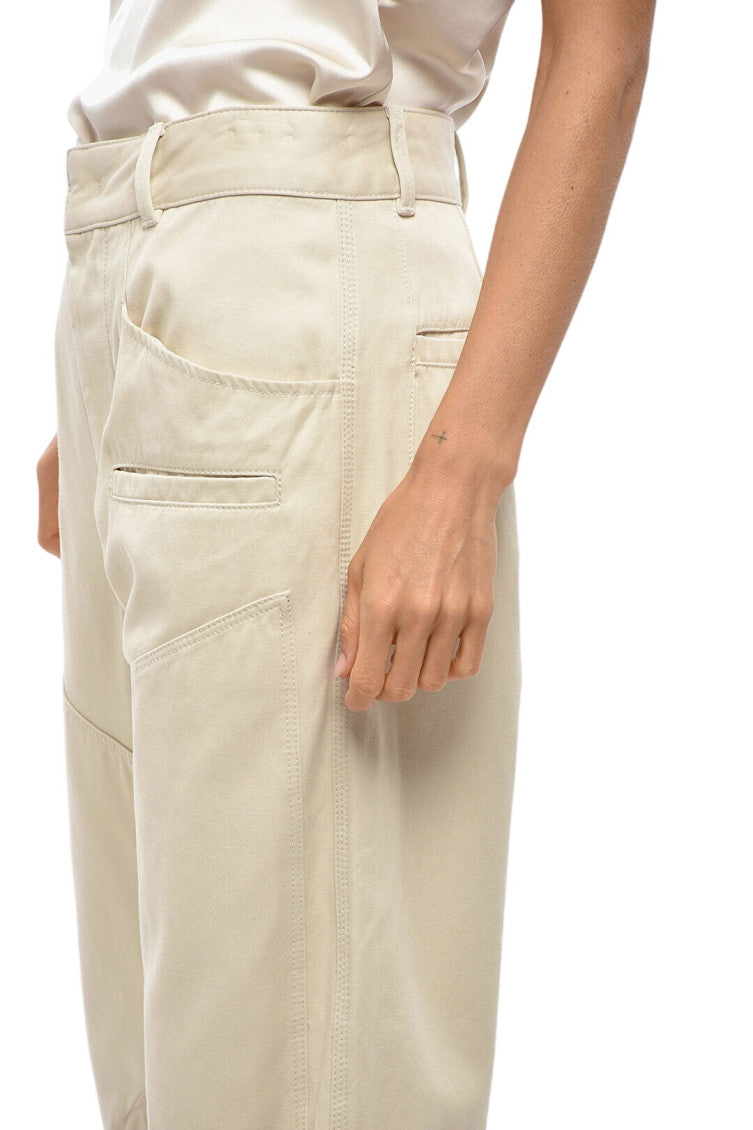 Beige Straight Flat Front Pants 3