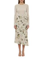 Off White Floral Calf Length Skirt 1