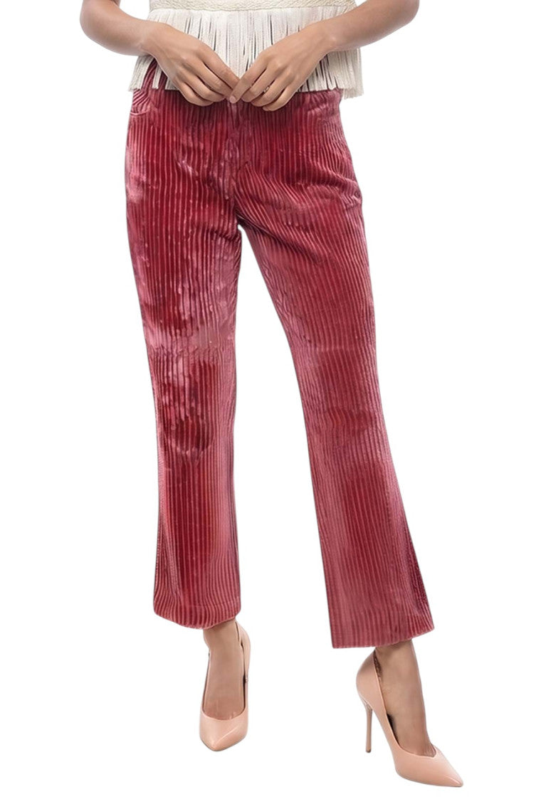 Pink Flared Flat Front Pants 1