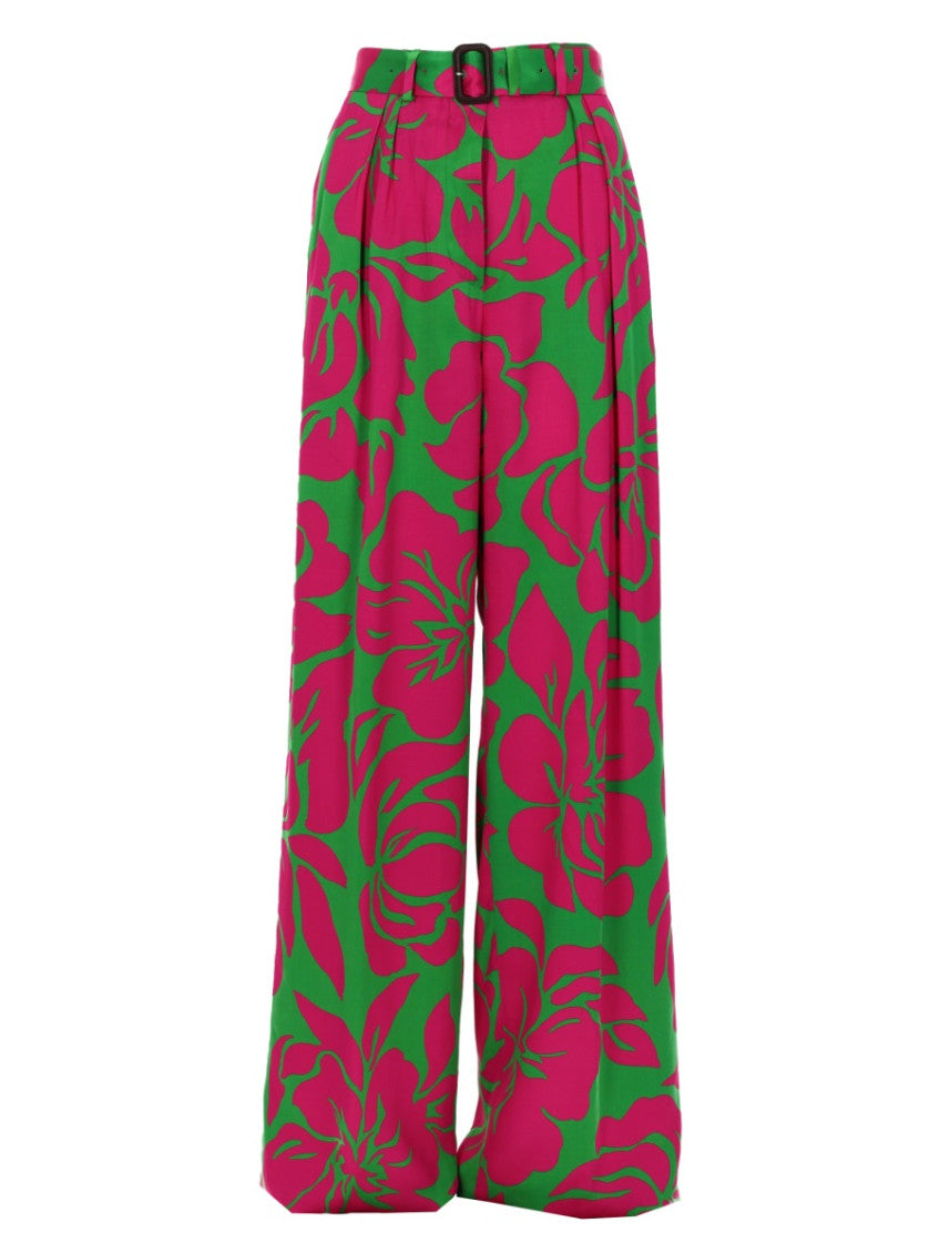 Multicolor Flared Flat Front Pants 1