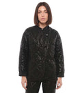 Black Textured Band Collar Jacket 1