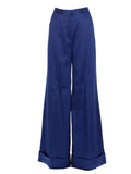 Blue Flared Flat Front Pants 1