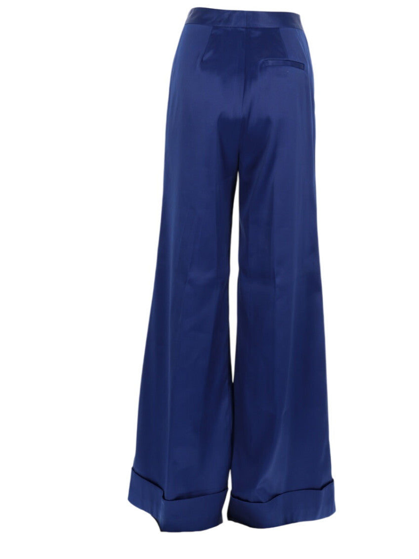 Blue Flared Flat Front Pants 2