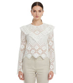 White Lace Round Neck Top 1